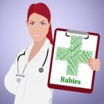 Rabies Word Represents Poor Health And Ailments Stock Photo