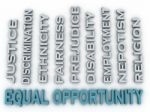 3d Image Equal Opportunity Issues Concept Word Cloud Background Stock Photo