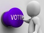Vote Button Means Choosing Electing Or Poll Stock Photo
