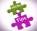 Hints Tips Puzzle Shows Suggestions And Assistance Stock Photo