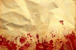 Old Crumpled Paper With Blood Splash Stock Photo