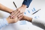 Teamwork Power Successful Business Meeting Workplace Concept Stock Photo