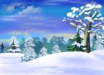 Snowdrifts  In A Winter Forest Clearing Stock Photo