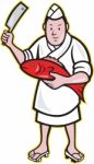 Japanese Fishmonger Butcher Chef Cook Stock Photo