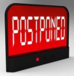 Postponed Clock Means Delayed Until Later Time Stock Photo