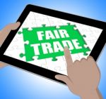 Fair Trade Tablet Means Shop Or Buy Fairtrade Stock Photo
