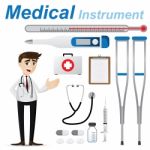 Cartoon Doctor With Medical Instrument Stock Photo
