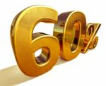3d Gold 60 Sixty Percent Discount Sign Stock Photo