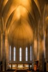 Interior View Of The Hallgrimskirkja Church In Reykjavik Stock Photo