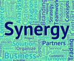 Synergy Word Means Team Work And Partner Stock Photo