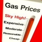 Gas Prices Sky High Monitor Stock Photo