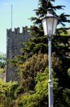 Lamppost And Tower San Marino Castle Stock Photo