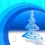 Winter Arcs Background Means Night Snow And Christmas Tree
 Stock Photo