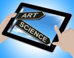 Art Science Tablet Means Creative Or Scientific Stock Photo