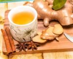 Refreshing Ginger Tea Represents Spice Teas And Cup Stock Photo
