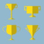 Trophy Cup Icon Set Stock Photo