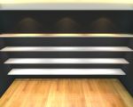 Abstract Shelves With Black Empty Room Stock Photo