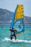 Porto Pollo, Sardinia/italy - May 21 : Windsurfing At Porto Poll Stock Photo