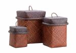 Brown Bamboo Basket Stock Photo