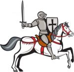 Knight Steed Wielding Sword Cartoon Stock Photo