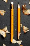 Broken Pencil With Shavings Stock Photo