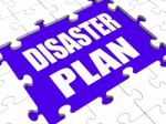 Disaster Plan Puzzle Shows Danger Emergency Crisis Protection Stock Photo