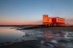 Historical Life-guard Building In Fuseta Stock Photo