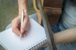 Music Composer Hand Writing Songs Stock Photo