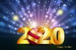 Happy New Year Greetings 2020 Realistic Illustration Stock Photo