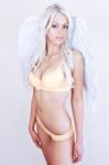 Gorgeous Blonde Lingerie Angel Stock Photo