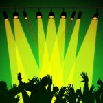 Audience Spotlight Represents Backdrop Backgrounds And Entertain Stock Photo
