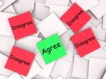 Agree Disagree Post-it Notes Mean Opinion Agreement Or Disagreem Stock Photo