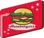 Retro 1950s Diner Hamburger Sign Stock Photo