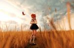 Bird's Song,3d Illustration Of A Happy Schoolgirl Walking Alone Stock Photo