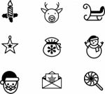 Christmas Icons, Thin Line Style - Iconic Design Stock Photo