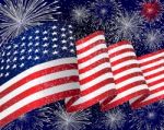 Usa Flag Background With Fireworks Stock Photo
