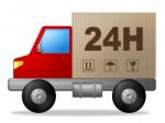 Same Day Delivery Indicates Distribution Freight And Lorry Stock Photo