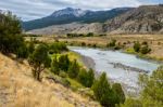View Of The Yellowstone River In Montana Stock Photo