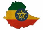 Ethiopia Map On Ethiopia Flag Drawing ,grunge And Retro Flag Ser Stock Photo