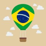 Hot Air Balloon With Brazil Flag Stock Photo