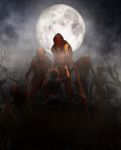 Woman Discover  A Mythical Creature Call Bogeyman In Creepy Forest Stock Photo