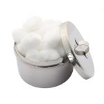 Cotton Wool Container And Cover On White Background Stock Photo