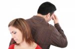Young Couple Standing Back To Back Having Relationship Difficult Stock Photo