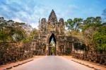 Sculptures In The South Gate Of Angkor Wat, Siem Reap, Cambodia Stock Photo