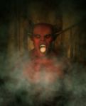 Demon In Haunted House,3d Illustration Stock Photo