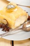 Cream Roll Cake Dessert And Spices Stock Photo