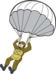 American Paratrooper Parachute Cartoon Stock Photo
