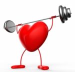 Fitness Weights Means Valentine Day And Athletic Stock Photo