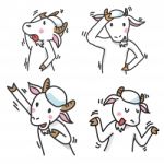 Set Of Goat Cartoon Characters, Group 2 -  Illustration Stock Photo