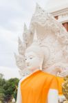 White Buddha Status In Thailand Public Temple Stock Photo